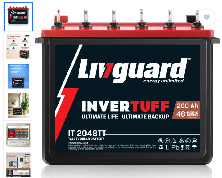 Livguard 48 Months Warranty Tubular Inverter Battery  (200 Ah, IT 2048TT)